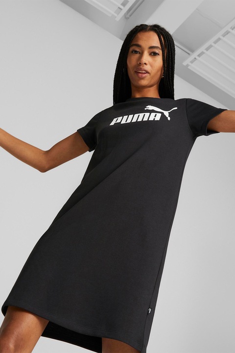 Puma, Рокля тип тениска с лого, Бял/Черен