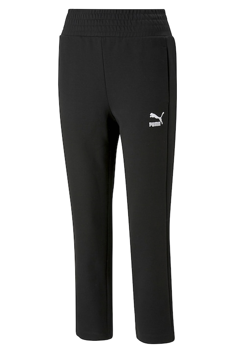 Puma, Спортен панталон T7 с висока талия и лого, Черен