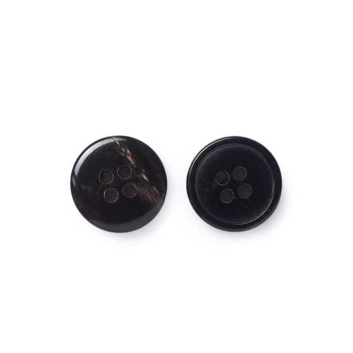 Set 30 de nasturi din os natural cu finisaj lucios culoare negru, L24 15 mm