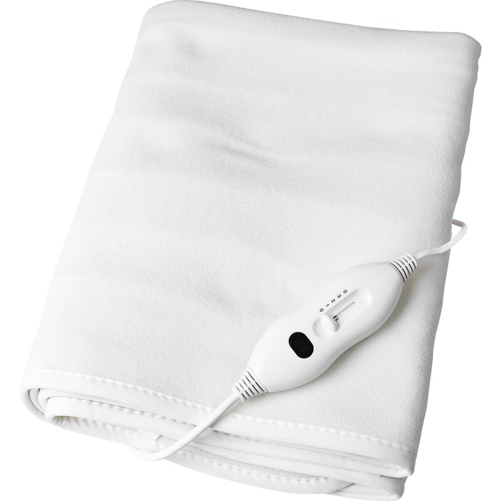 Patura cu incalzire electrica ECG ED 8036, 150X80 cm, 60W, 3 niveluri de temperatura, Alb