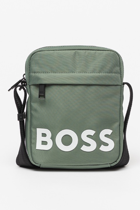 BOSS keresztpántos táska, logómintával, Fehér, Páfrányzöld