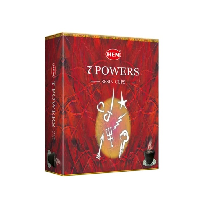 Csészekészlet szénnel és természetes gyantával HEM, 7 POWERS, 10 DB, 1 tartó