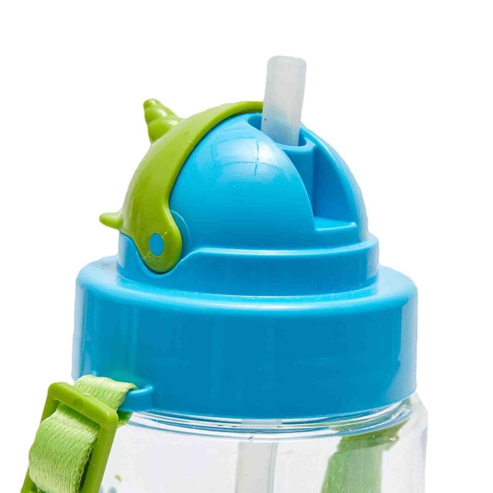 OEM gyermek kulacs szívószállal, újrafelhasználható, Tritánból, BPA mentes, 500 ml, dinoszaurusz