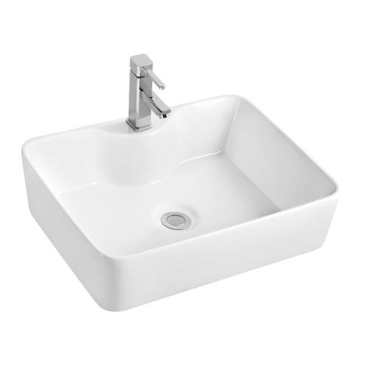 Lavoar pe blat Cleanmann Omorfo Rectangular, 48x37 cm, Alb, ceramica vitrificata