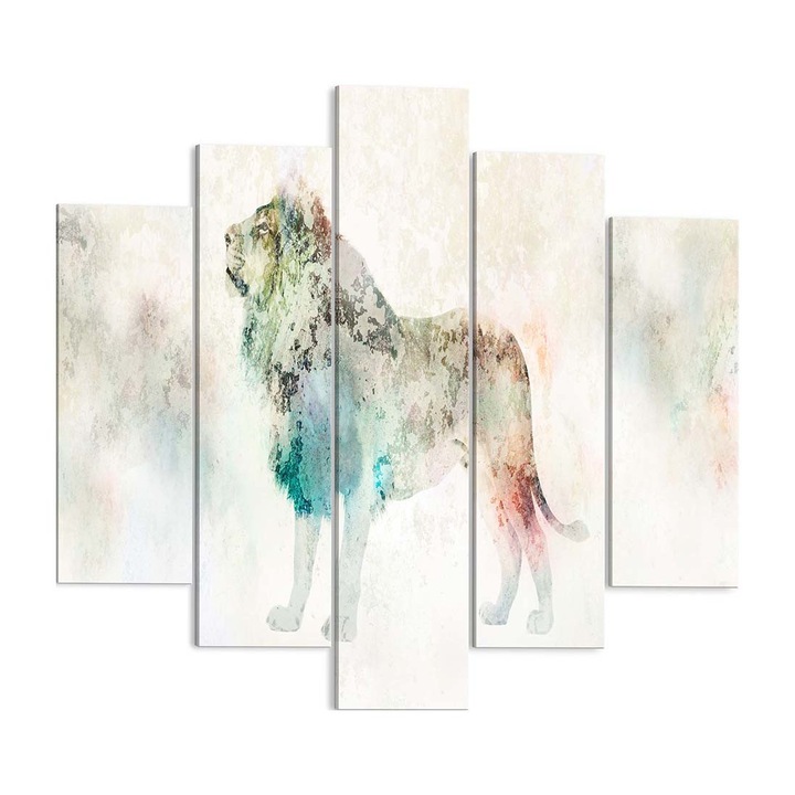 Tablou canvas 5 piese Artgeist, Colourful King Wide, 200 x 100 cm