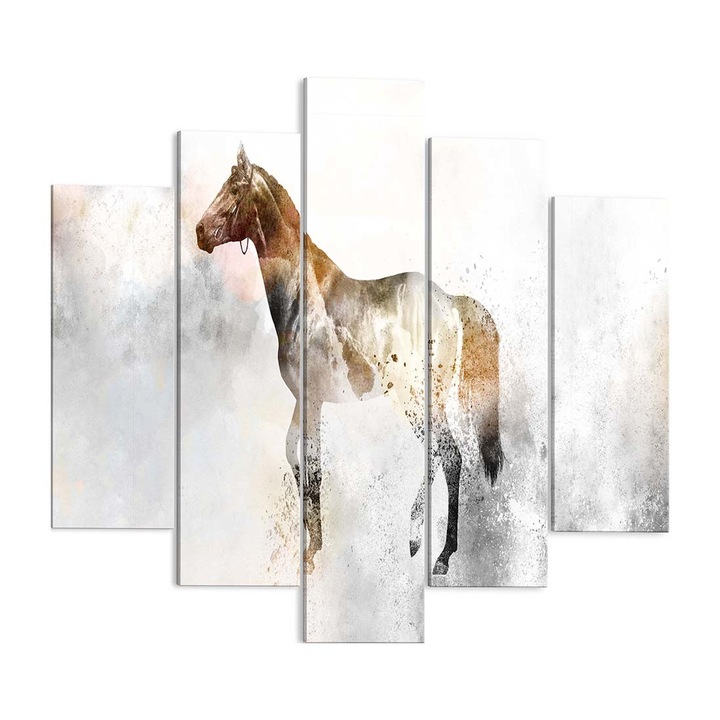 Tablou canvas 5 piese Artgeist, Fiery Steed Wide, 200 x 100 cm
