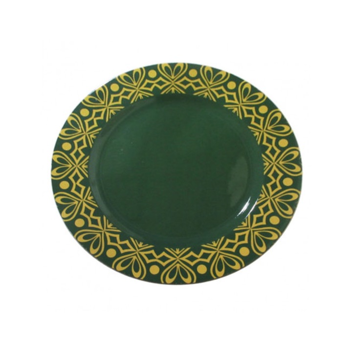 Mondex dísztányér, 33x33x2 cm, zöld