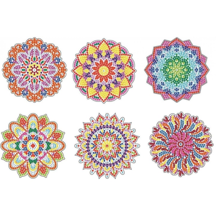 Set de broderie cu diamante 5d Suporturi de pahar, Mandale 3, Multicolor