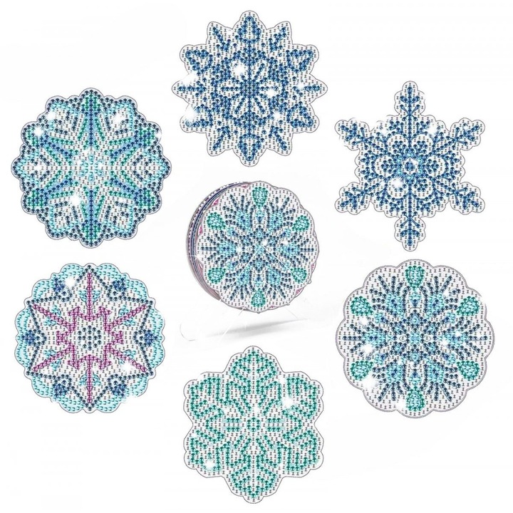 Set de broderie cu diamante 5d Suporturi de pahar, Larna, Multicolor