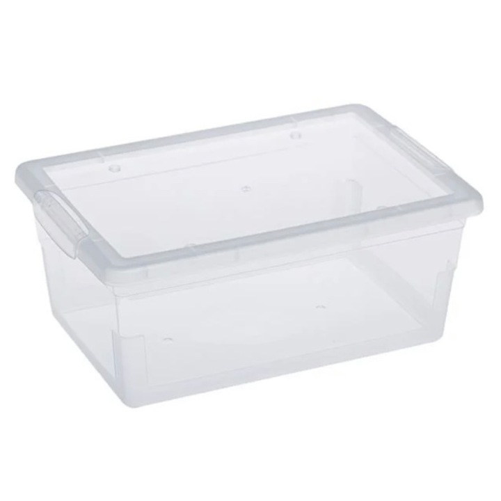 Set 4 cutii depozitare, cu capac, transparent, 15 l, 42 x 29 x 17.5 cm