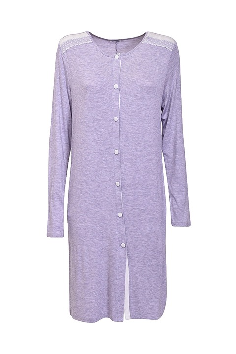 Camasa de noapte cu maneca lunga si nasturi din vascoza naturala, Intimamoda, Comfort CZ23, Lila