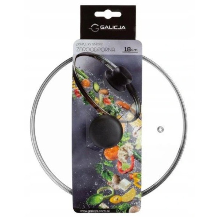 Capac termorezistent pentru oale si tigai, Galicja, Sticla, 18cm, Transparent