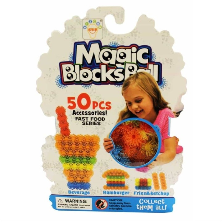 Set creatie cu arici Magic Balls Fast Food Series, 50 buc