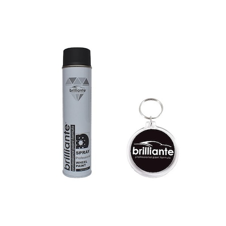 Set Vopsea Spray Pentru Jante Negru Satin 600 Ml cu Breloc Brilliante