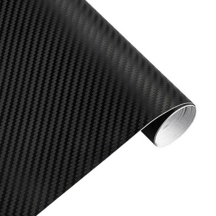 Fekete 3D Carbon autófólia, 3m x 1,27m