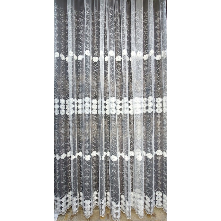 Завеса с бродерия SereDesign, бял цвят, разкроена с режанс, Д 500 см x В 250 см, SRD346