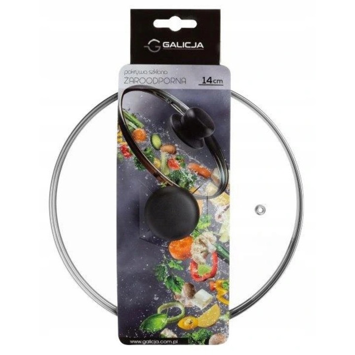 Capac tigaie, Galicja, Sticla termorezistenta, 14 cm, Transparent
