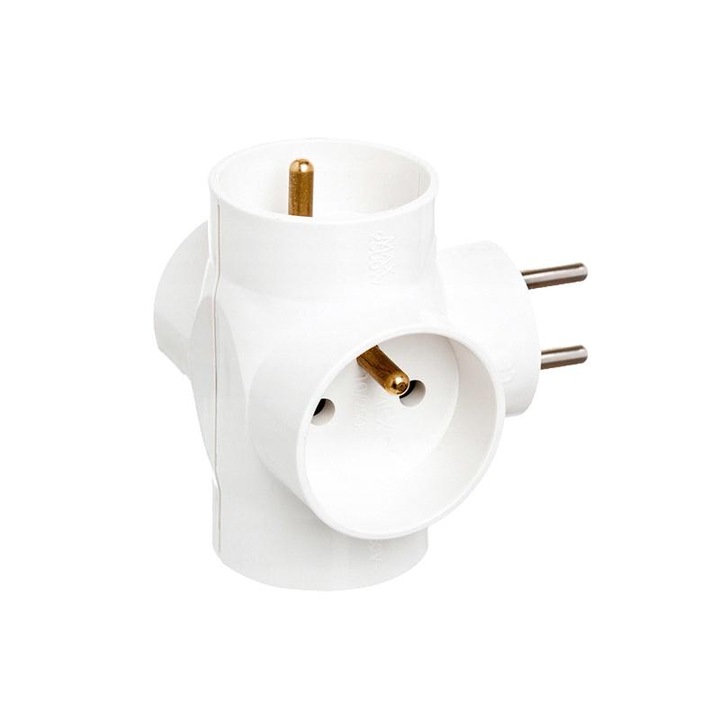 Адаптер за контакт, Elcan, 4 странични контакта, IP20, 16 A, бял