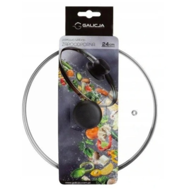 Capac termorezistent pentru oale si tigai, Galicja, Sticla, 24cm, Transparent