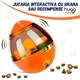 Jucarie Interactiva cu Recompense pentru Animale, HUGG Wobbler, Tip Hranitor cu Eliberare Lenta de Mancare pentru Caini si Pisici, Portocaliu