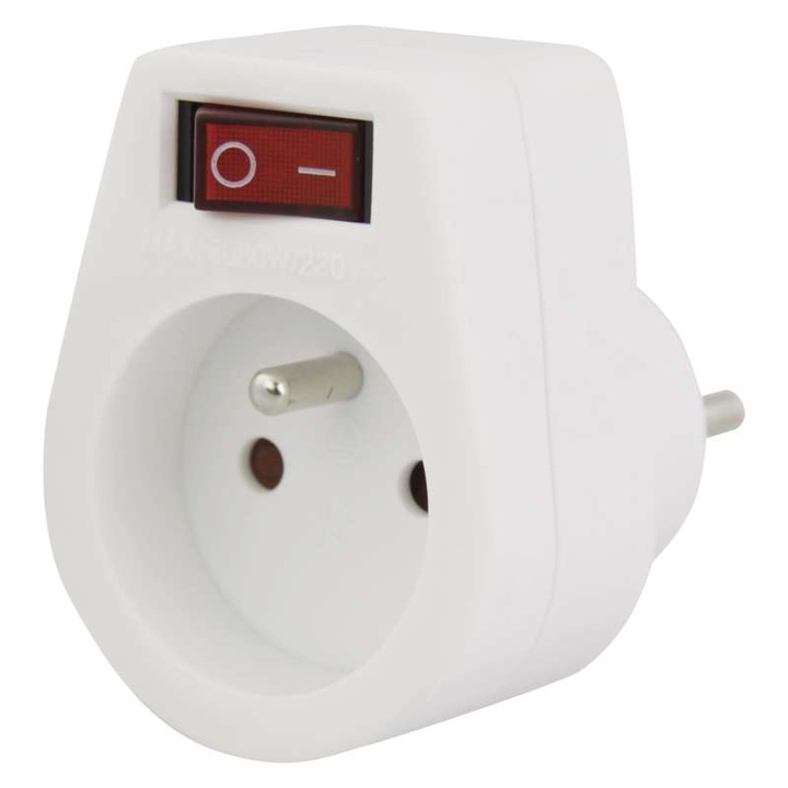 Priza aparenta cu intrerupator, Emos, Plastic, IP20, Alb