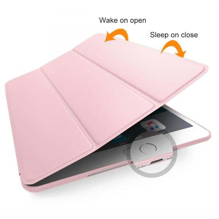 Husa Book cover compatibila cu iPad 9.7 inch 2017 / 1028, material piele ecologica, Pink