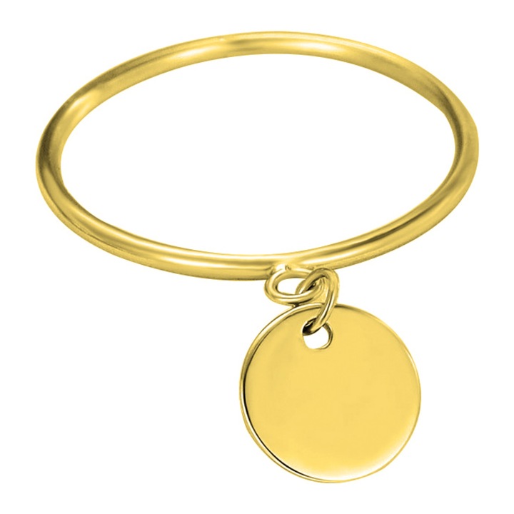 Inel din argint 925 Penny auriu cu banut atasat, masura ajustabila, aniversare, sarbatori, martisor