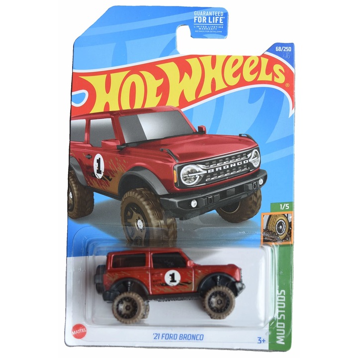 Hot Wheels metál autó, '21 Ford Bronco, piros, 1:64