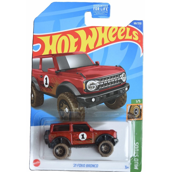Masinuta metalica Hot Wheels, '21 Ford Bronco, Rosu, 1:64