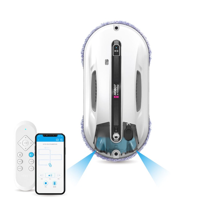 Робот за миене на прозорци, Hobot R3, Двойна система за пръскане, Ефективни микрофибърни подложки, AI технология, Бял