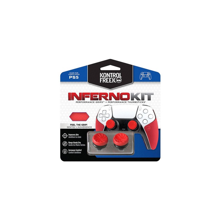 Kit accesorii Kontrolfreek Inferno PS5 cu botoane si grips pentru DualSense