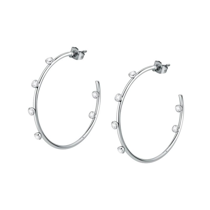 Cercei Morellato SAUP08, Creole, inox argintiu, cristale, 47mm