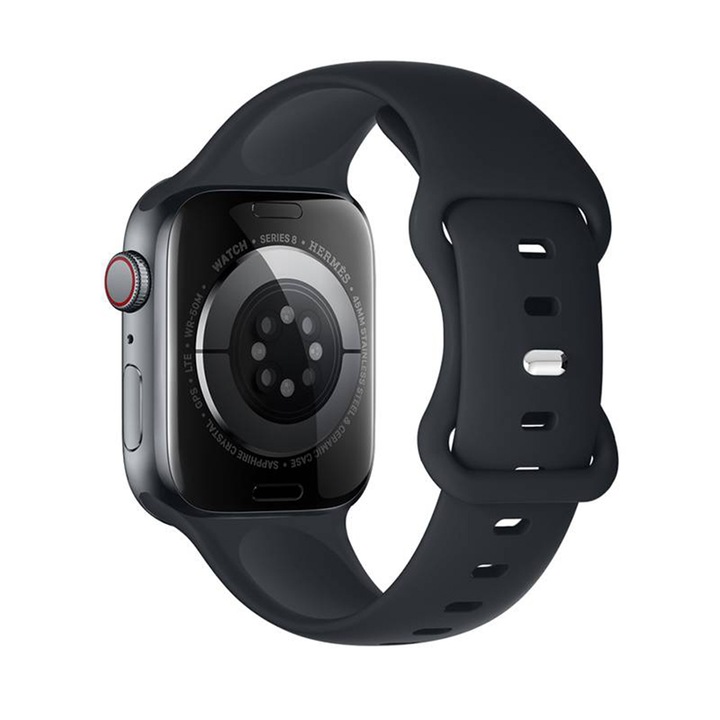 Гривна, съвместима със Smartwatch Apple iWatch Series 8 38 mm, 40 mm, 41 mm, Silicon alfalfa, Midnight Blue
