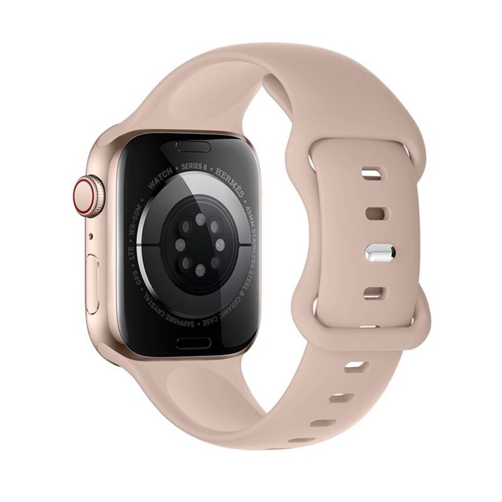 Гривна, съвместима със Smartwatch Apple iWatch Series 8 38 mm, 40 mm, 41 mm, Silicon alfalfa, Powder pink