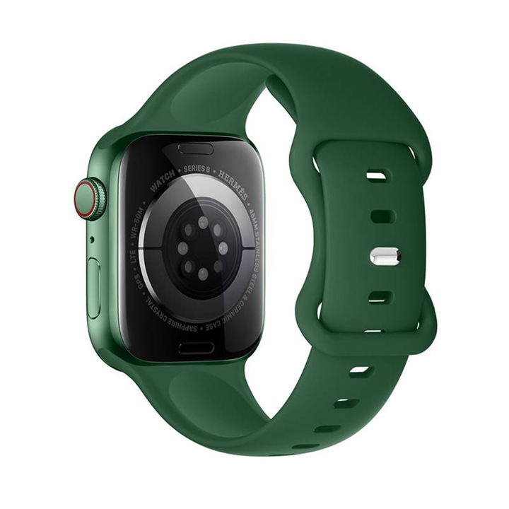 Гривна, съвместима със Smartwatch Apple iWatch Series 8 42 mm, 44 mm, 45 mm, 49 mm, Silicon alfalfa, Green
