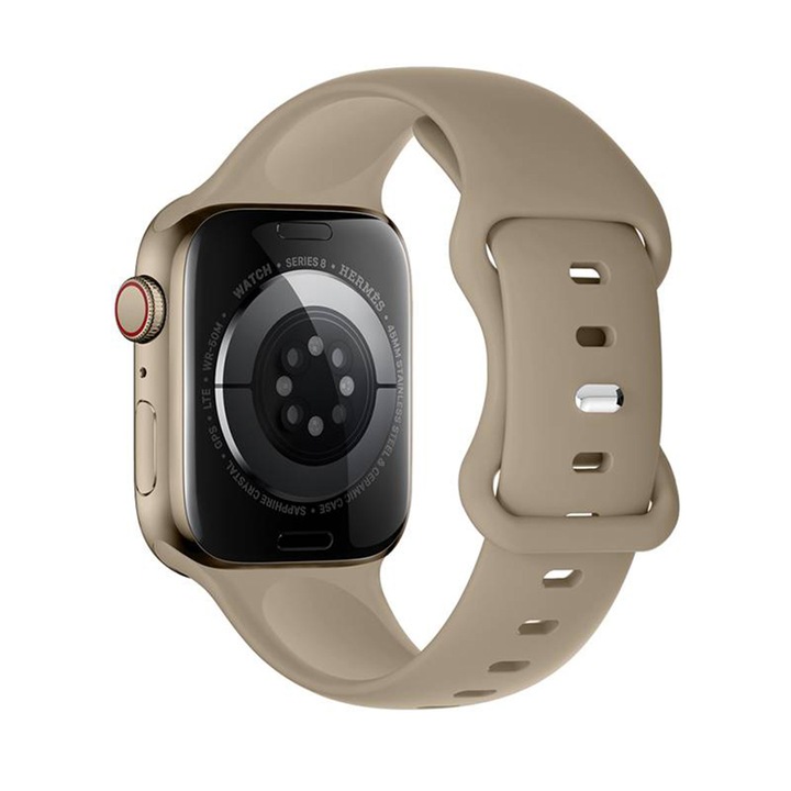 Гривна, съвместима със Smartwatch Apple iWatch Series 8 38 mm, 40 mm, 41 mm, Silicon alfalfa, Brown