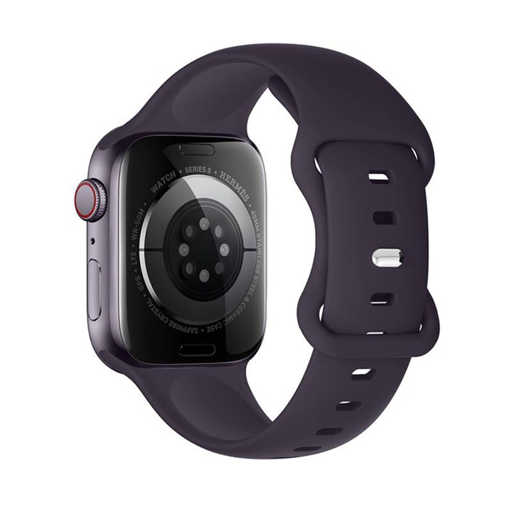 Гривна, съвместима със Smartwatch Apple iWatch Series 8 42 mm, 44 mm, 45 mm, 49 mm, Silicon alfalfa, Crimson