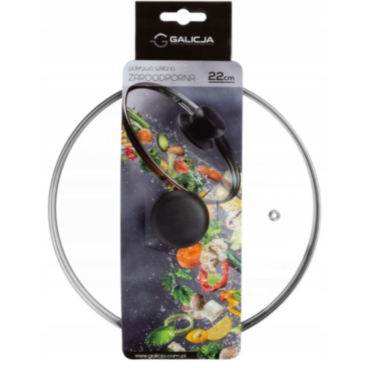 Capac termorezistent pentru oale si tigai, Galicja, Sticla, 22cm, Transparent