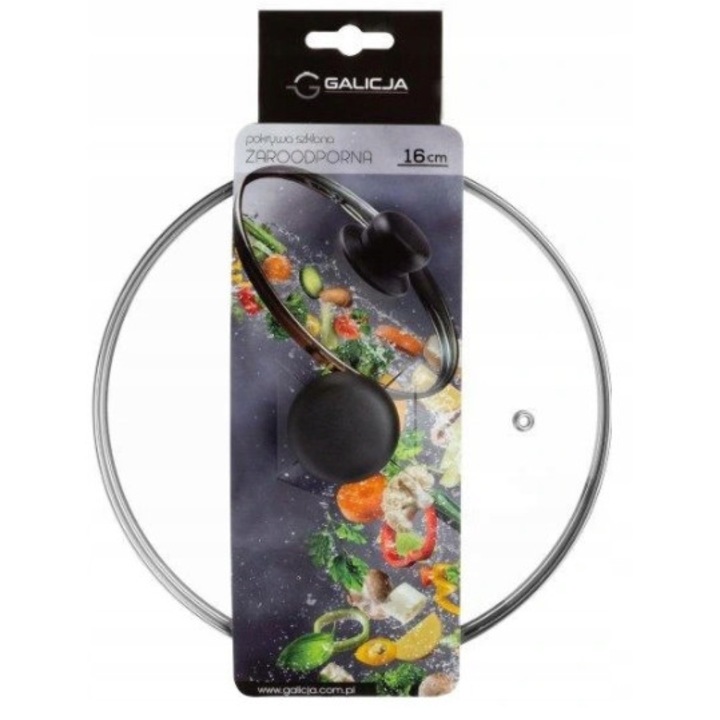Capac termorezistent pentru oale si tigai, Galicja, Sticla, 16cm, Transparent