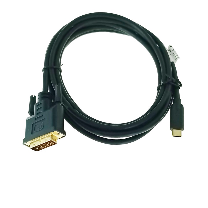 Видео кабел USB-C към DVI-D 24+1 пина, 3 м, мъжки-мъжки, двойна връзка, HDR, Lanberg 43686, 4K-60Hz, черен