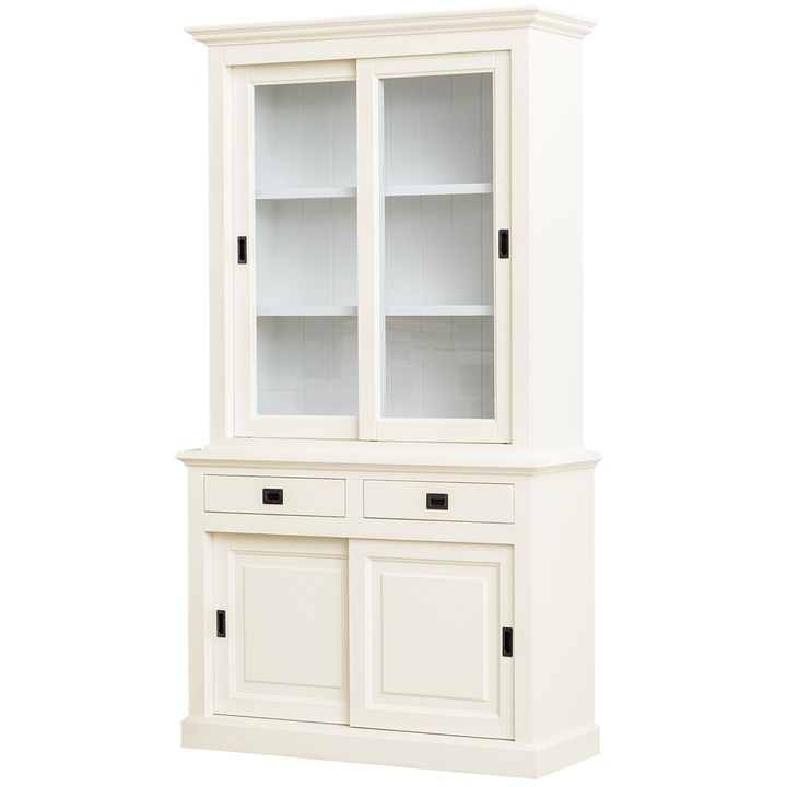 Vitrina living, dining, dimensiune 126 x 50 x 230H cm, cu 2 usi glisante si 2 sertare, articol MC-124-SB-Crem