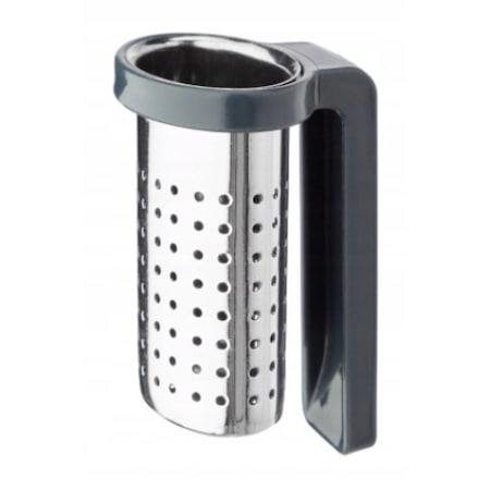 Infuzor pentru ceai si plante medicinale cu maner, Galicja, Inox/Plastic, 5.5x4x6.5cm, Argintiu/Negru