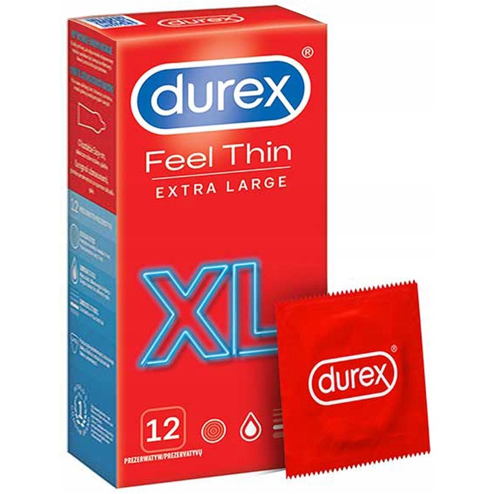 Óvszer, Durex, Feel Thin XL, 57 mm, 12 db