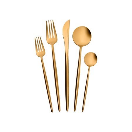 Set 60 tacamuri pentru 12 persoane, Karaca, Jupiter Matte Inox, Auriu