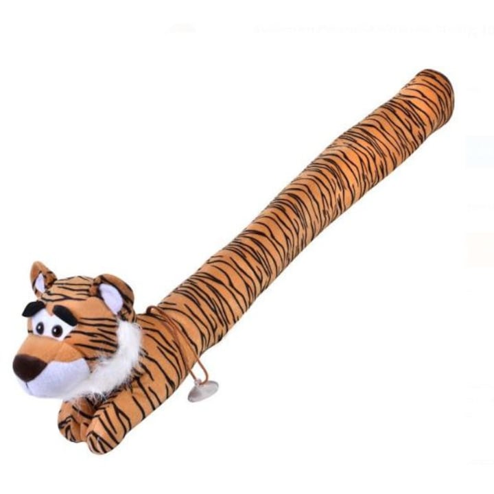 Opritor usa si protectie anti-curent, aerostop, portocaliu, model tigru, 89 x 19 cm, poliester