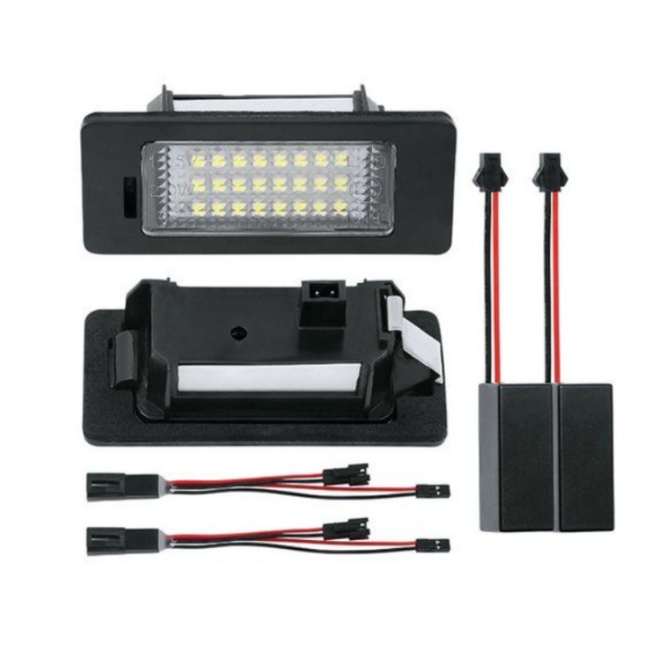 Set 2x Lampi LED numar Audi A1 A6 C7 A7 TT Volkswagen VW Golf 6 Passat B7 Polo 4D Jetta MK6 Touran Touareg Canbus