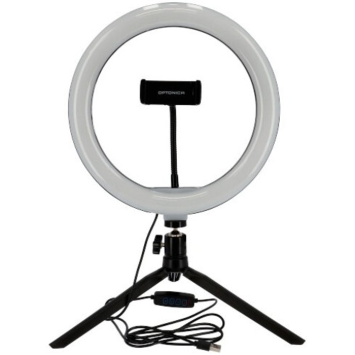 Lampa circulara 26 cm cu mini trepied 360 si telecomanda captura