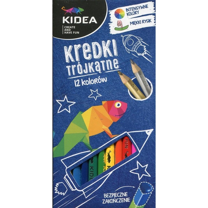 Set 12 creioane, Kidea, Multicolor