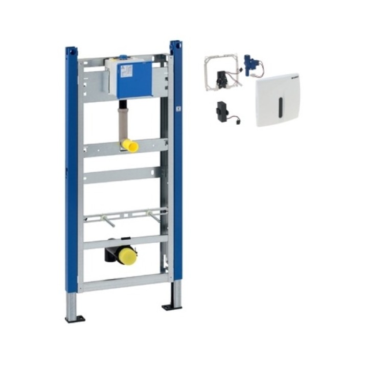 Set cadru pisoar, Geberit, Duofix Basic si placa comanda Hybasic, infrarosu, alimentare retea, crom mat