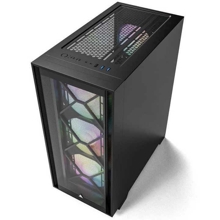 Кутия за компютър, Montech AIR 1000 PREMIUM, TG, 2 Front Panels, 4x120mm ARGB Fans, Black, Mid-tower Case